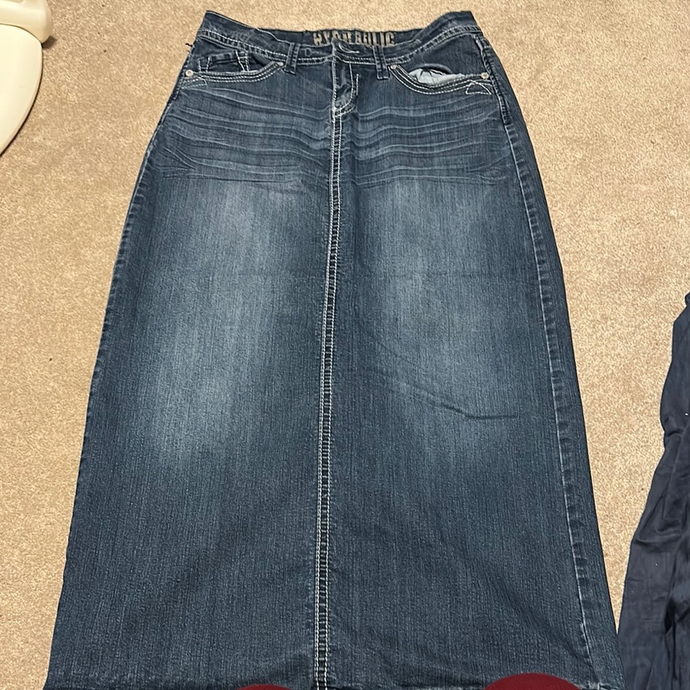 Hydraulic Blue Denim Maxi Skirt